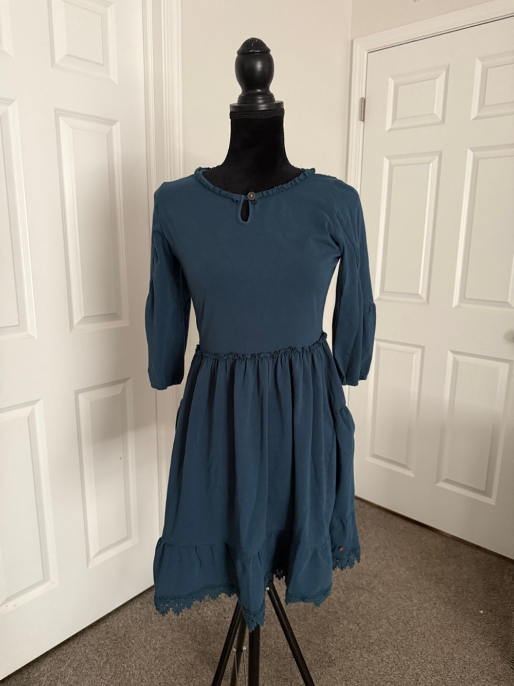 Matilda Jane Teal Blue Ruffle Hem Girls Casual Dress